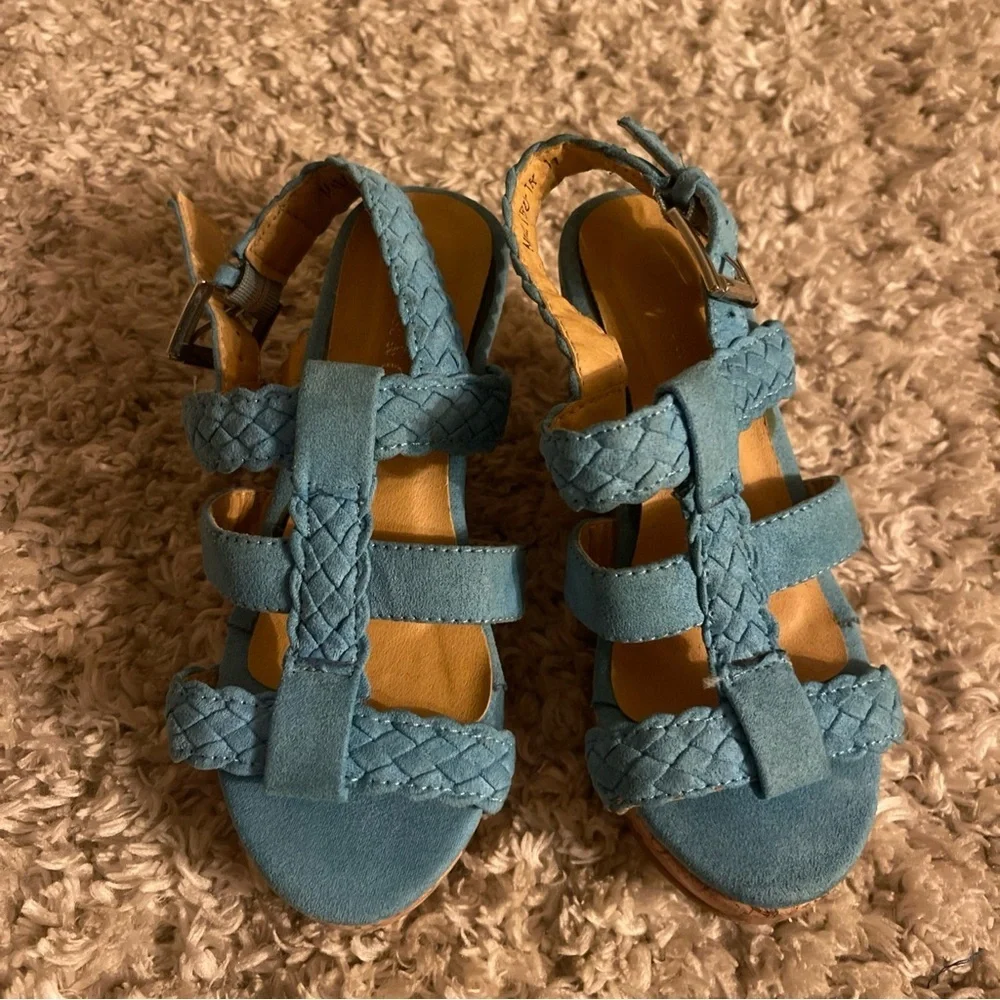 Chase & Chloe Toddler Teal Braided Cork Wedges size 11